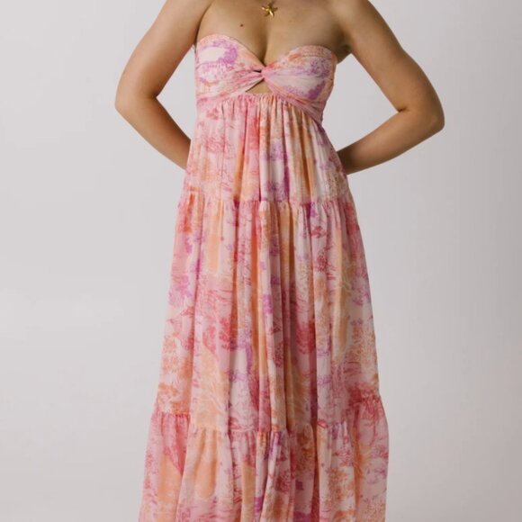 Grey Bandit Dresses & Skirts - Grey Bandit Pink Horizon Strapless Maxi Dress size S, NWT